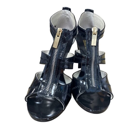 Michael Kors Black Patent Leather Berkley T-Strap 4" Heels SKU 9531 - Picture 7 of 16